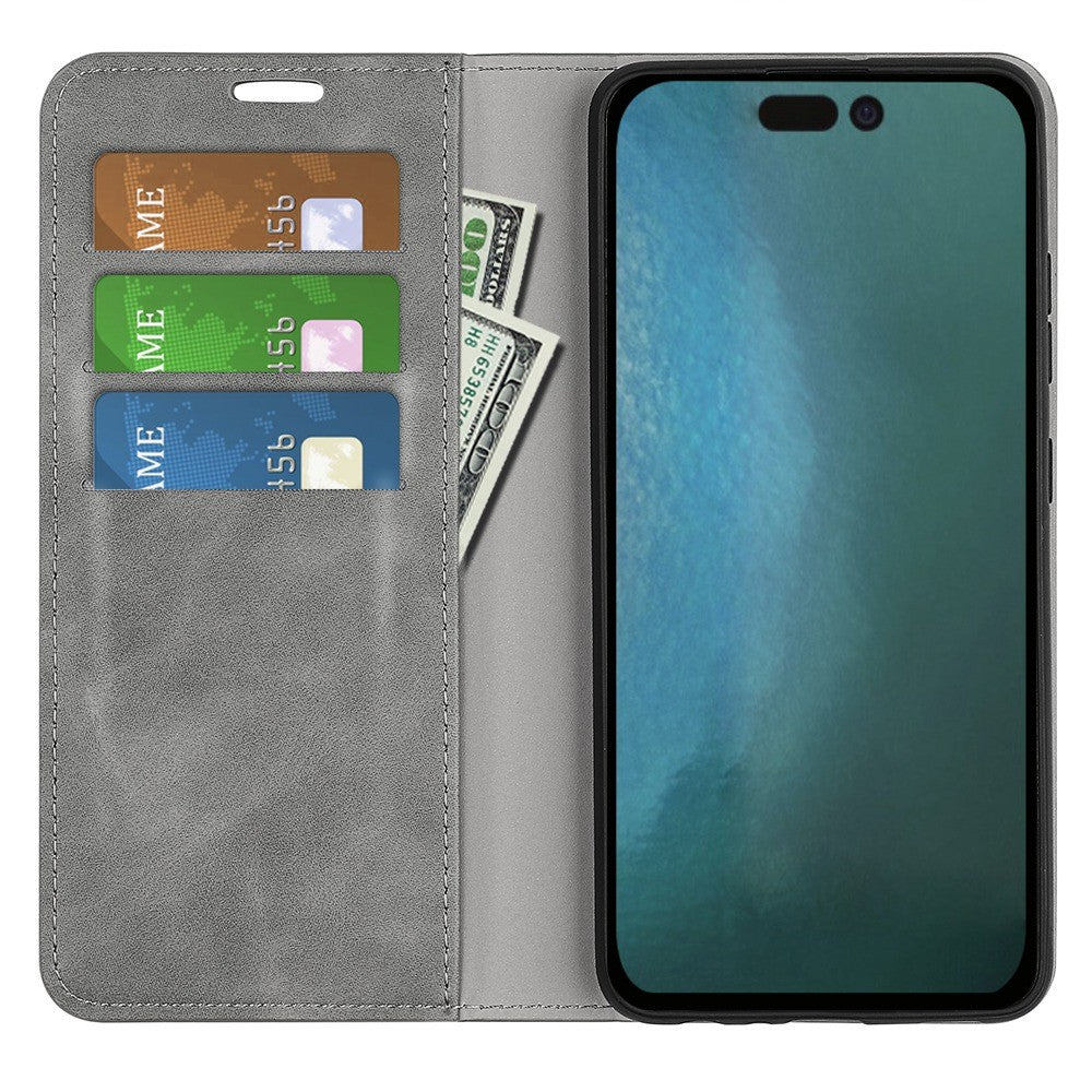 For iPhone 14 Plus 6.7 inch Skin Touch Feeling Folio Flip Leather Case Mobile Phone Stand Wallet Protective Cover