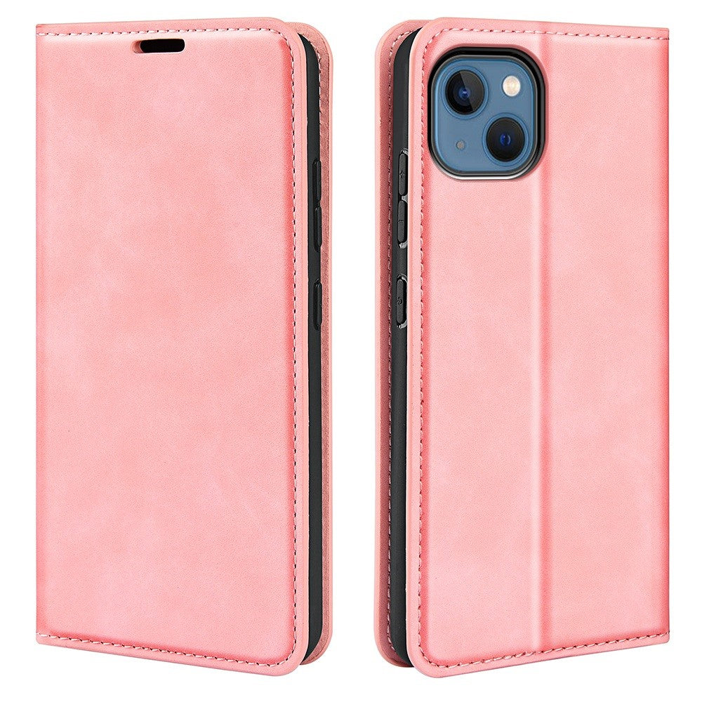 For iPhone 14 Plus 6.7 inch Skin Touch Feeling Folio Flip Leather Case Mobile Phone Stand Wallet Protective Cover