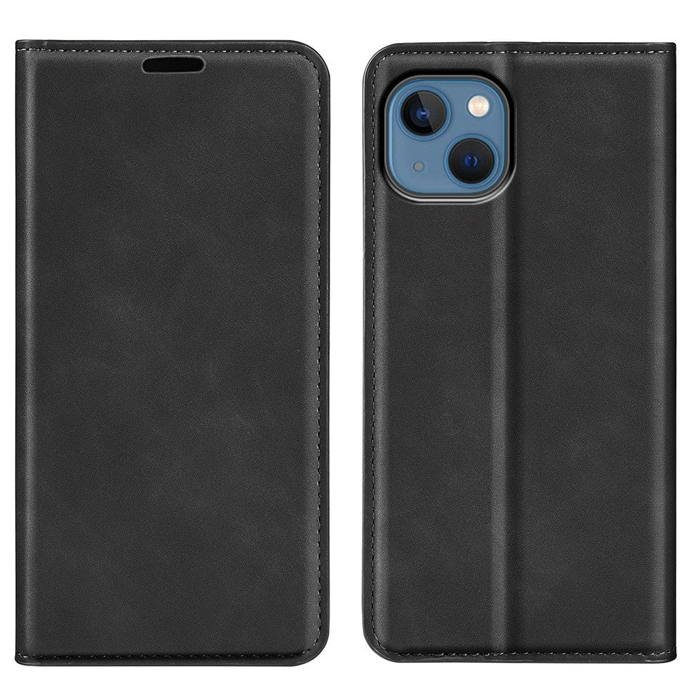 For iPhone 14 Plus 6.7 inch Skin Touch Feeling Folio Flip Leather Case Mobile Phone Stand Wallet Protective Cover
