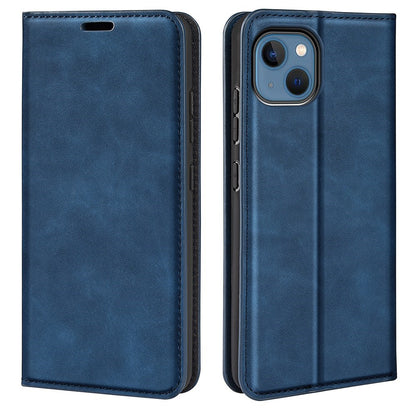 For iPhone 14 Plus 6.7 inch Skin Touch Feeling Folio Flip Leather Case Mobile Phone Stand Wallet Protective Cover