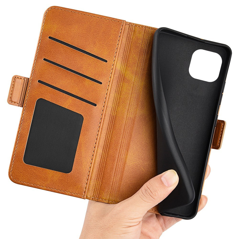 For iPhone 14 Plus 6.7 inch Double Magnetic Clasp Textured Leather Case Stand Wallet Drop-proof Phone Cover