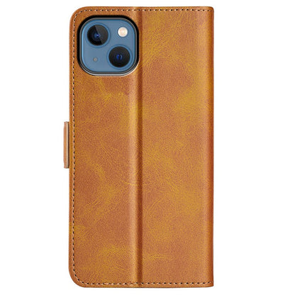 For iPhone 14 Plus 6.7 inch Double Magnetic Clasp Textured Leather Case Stand Wallet Drop-proof Phone Cover