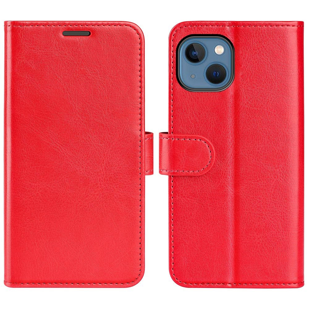 For iPhone 14 Plus 6.7 inch Crazy Horse Texture Flip Folio Phone Case PU Leather + TPU Wallet Stand Magnetic Cover
