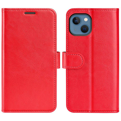 For iPhone 14 Plus 6.7 inch Crazy Horse Texture Flip Folio Phone Case PU Leather + TPU Wallet Stand Magnetic Cover