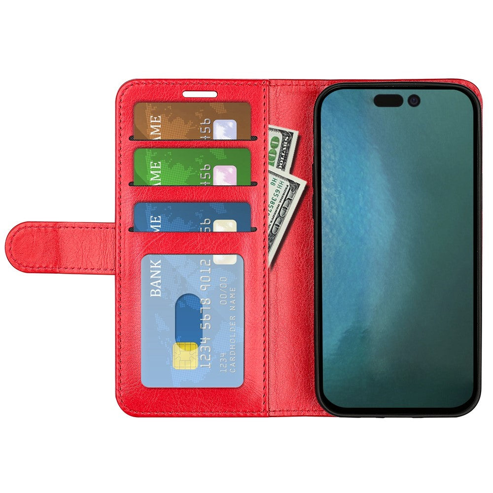 For iPhone 14 Plus 6.7 inch Crazy Horse Texture Flip Folio Phone Case PU Leather + TPU Wallet Stand Magnetic Cover