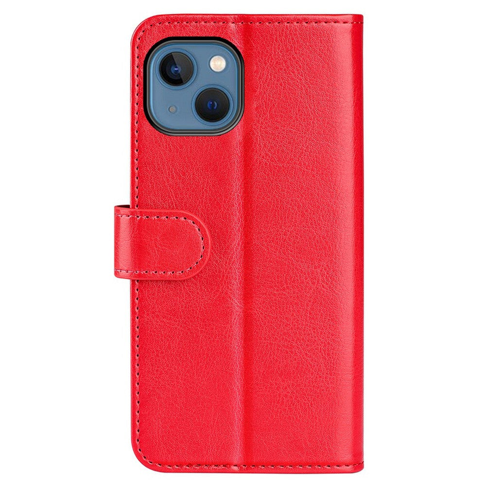 For iPhone 14 Plus 6.7 inch Crazy Horse Texture Flip Folio Phone Case PU Leather + TPU Wallet Stand Magnetic Cover