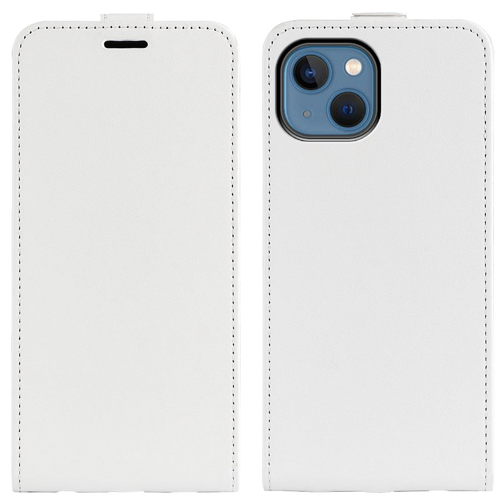 For iPhone 14 Plus 6.7 inch Impact Proof Vertical Flip Case Crazy Horse Texture PU Leather Magnetic Clasp Phone Cover with Card Holder