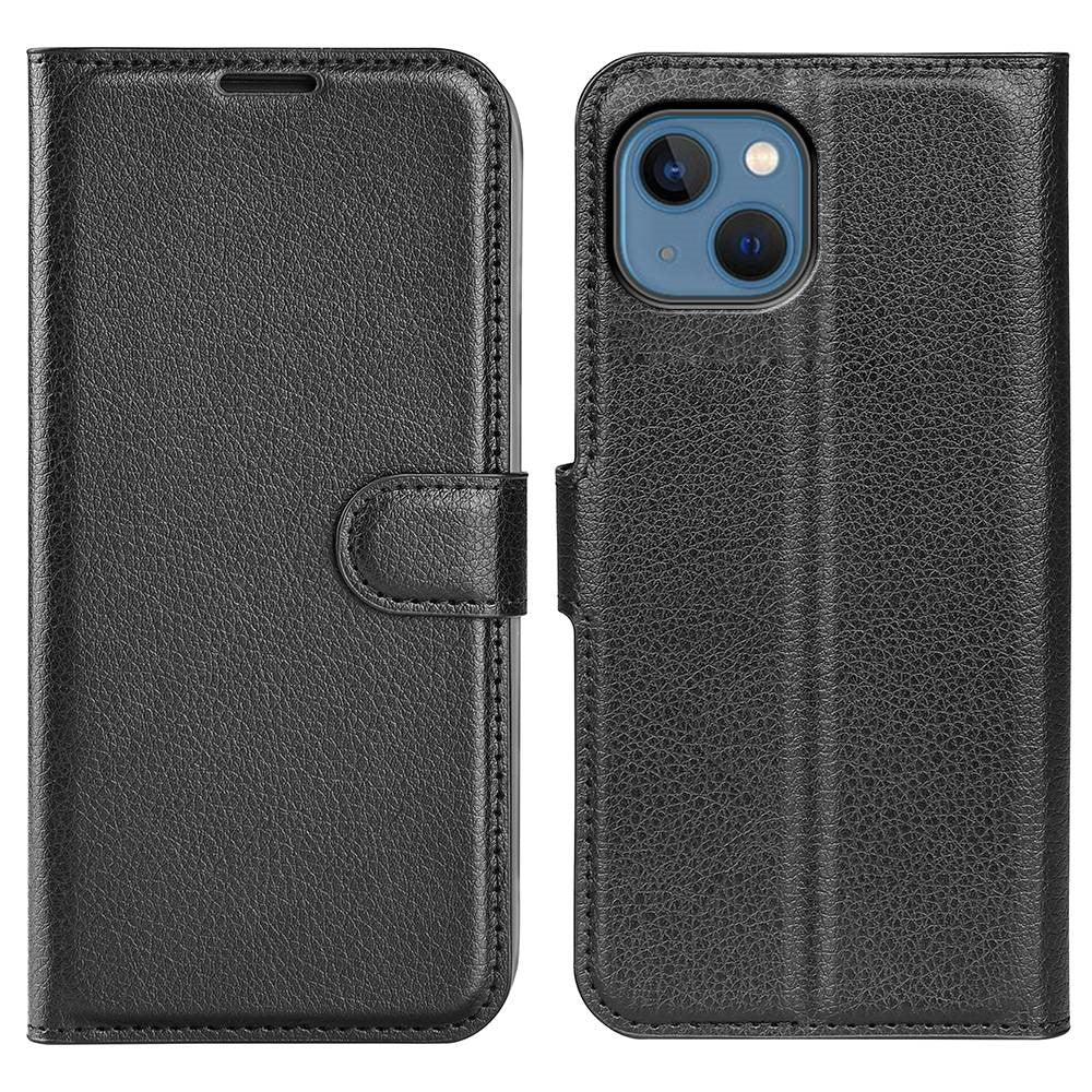 For iPhone 14 Plus 6.7 inch Litchi Texture PU Leather Collision Resistant Stand Flip Cover Full Protective Wallet Phone Case