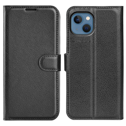 For iPhone 14 Plus 6.7 inch Litchi Texture PU Leather Collision Resistant Stand Flip Cover Full Protective Wallet Phone Case