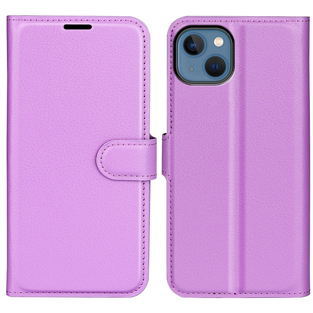For iPhone 14 Plus 6.7 inch Litchi Texture PU Leather Collision Resistant Stand Flip Cover Full Protective Wallet Phone Case
