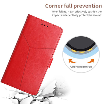For iPhone 14 Pro Max 6.7 inch Cell Phone Cover Fully Wrapped PU Leather Y-Shaped Lines Imprinting Wallet Stand Phone Case