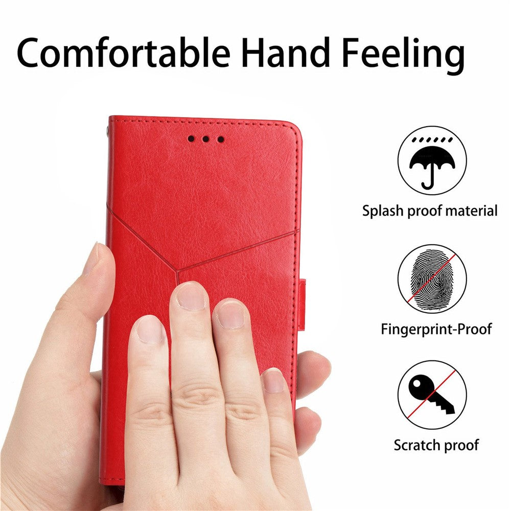 For iPhone 14 Pro Max 6.7 inch Cell Phone Cover Fully Wrapped PU Leather Y-Shaped Lines Imprinting Wallet Stand Phone Case