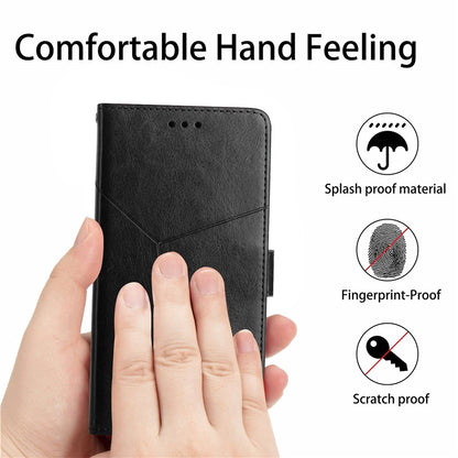 For iPhone 14 Plus 6.7 inch Cell Phone Cover PU Leather Y-Shaped Lines Imprinting Full Protection Wallet Stand Phone Case