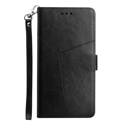 For iPhone 14 Plus 6.7 inch Cell Phone Cover PU Leather Y-Shaped Lines Imprinting Full Protection Wallet Stand Phone Case
