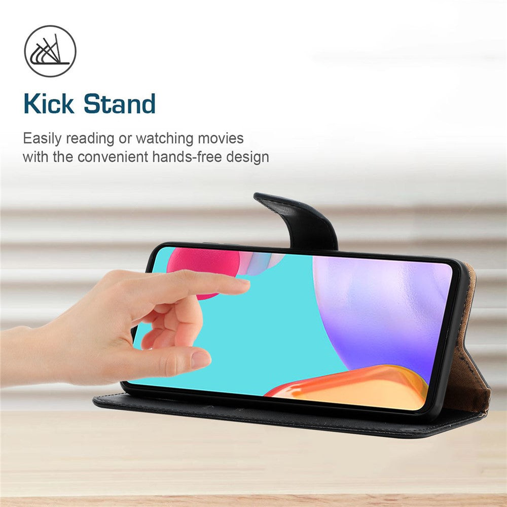 For iPhone 14 Plus 6.7 inch Wallet Stand Nappa Texture Genuine Leather Cover All-round Protection Phone Case