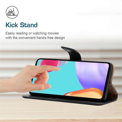 For iPhone 14 Plus 6.7 inch Wallet Stand Nappa Texture Genuine Leather Cover All-round Protection Phone Case