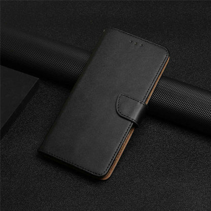For iPhone 14 Plus 6.7 inch Wallet Stand Nappa Texture Genuine Leather Cover All-round Protection Phone Case