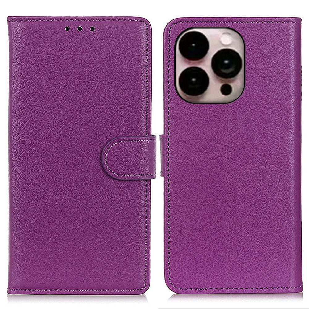 For iPhone 14 Pro Max 6.7 inch Litchi Texture Anti-fall Protection PU Leather Cover Stand Magnetic Wallet Cell Phone Case
