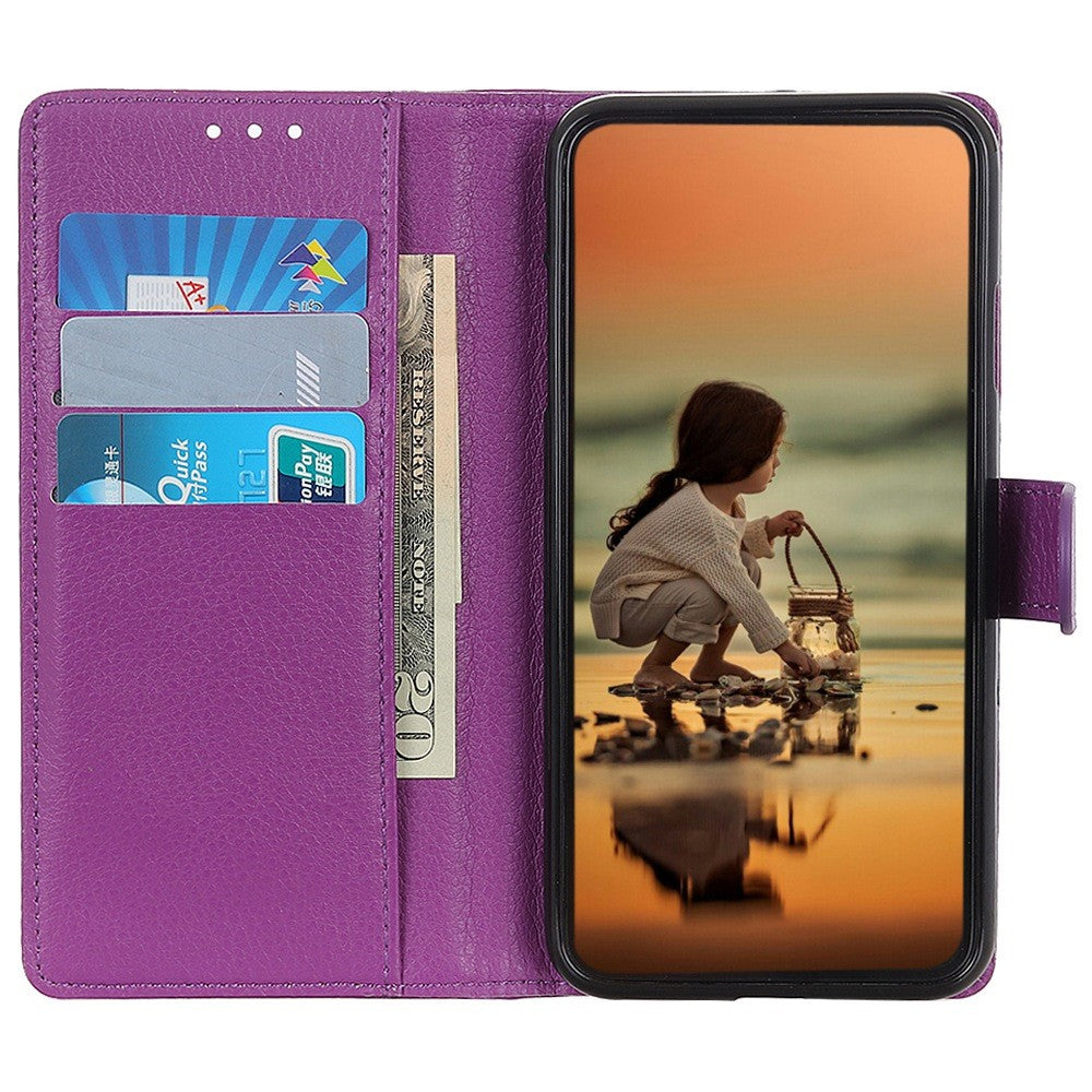 For iPhone 14 Pro Max 6.7 inch Litchi Texture Anti-fall Protection PU Leather Cover Stand Magnetic Wallet Cell Phone Case