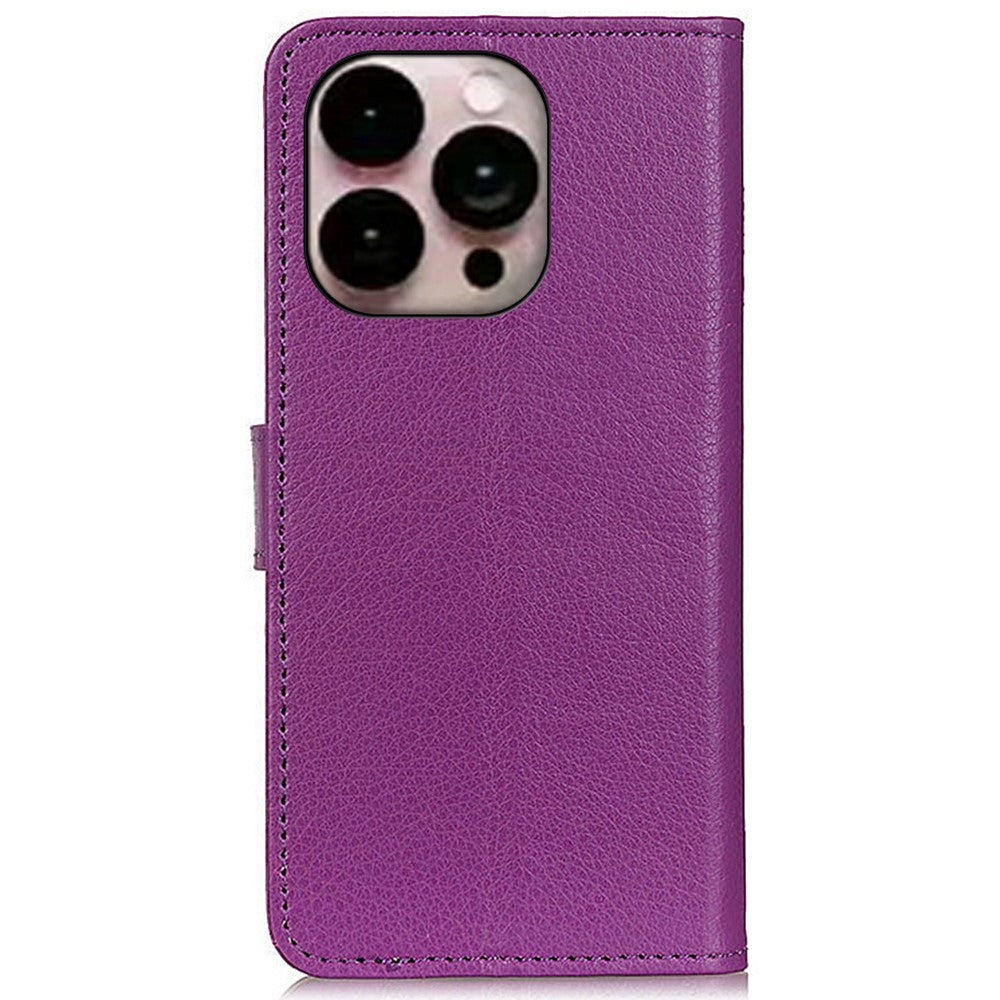 For iPhone 14 Pro Max 6.7 inch Litchi Texture Anti-fall Protection PU Leather Cover Stand Magnetic Wallet Cell Phone Case