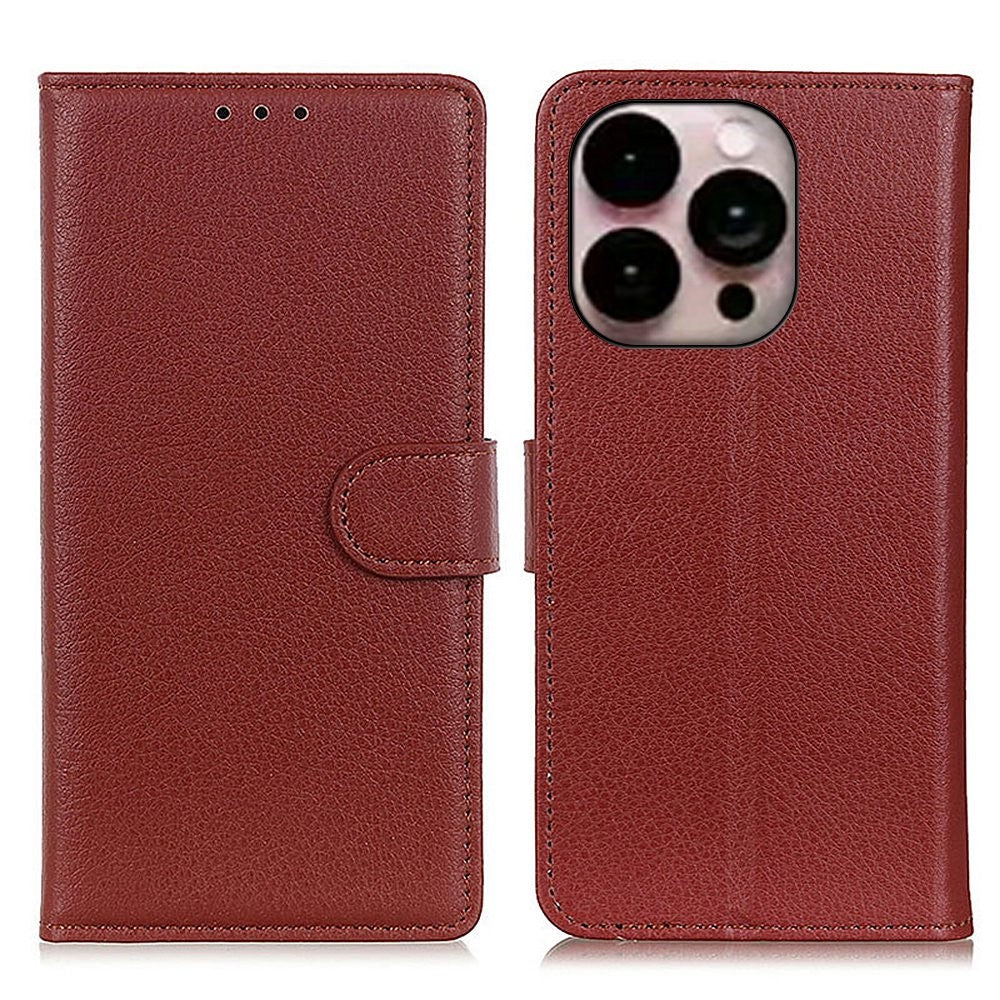 For iPhone 14 Pro Max 6.7 inch Litchi Texture Anti-fall Protection PU Leather Cover Stand Magnetic Wallet Cell Phone Case