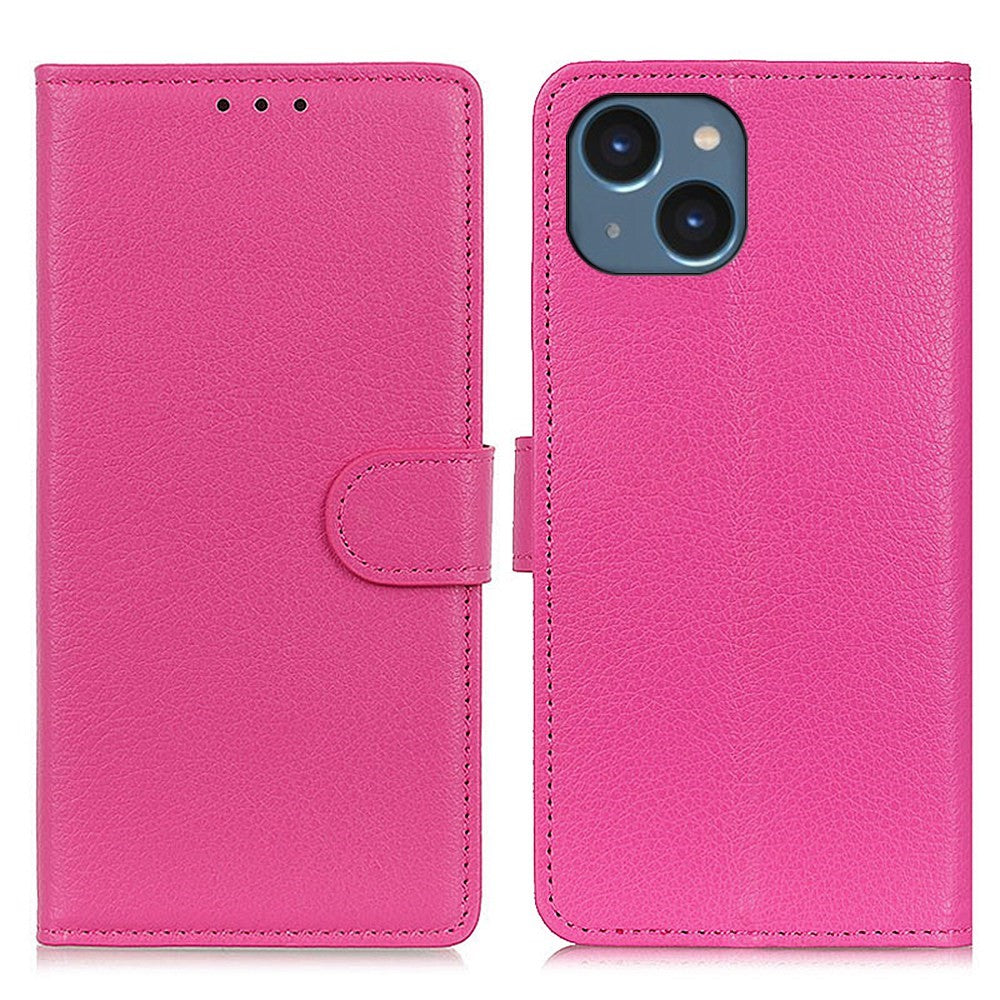 For iPhone 14 Plus 6.7 inch Litchi Texture Anti-fall Protection PU Leather Cover Stand Magnetic Wallet Cell Phone Case