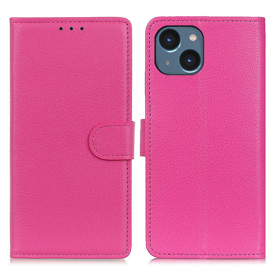 For iPhone 14 Plus 6.7 inch Litchi Texture Anti-fall Protection PU Leather Cover Stand Magnetic Wallet Cell Phone Case