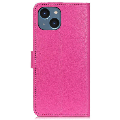 For iPhone 14 Plus 6.7 inch Litchi Texture Anti-fall Protection PU Leather Cover Stand Magnetic Wallet Cell Phone Case