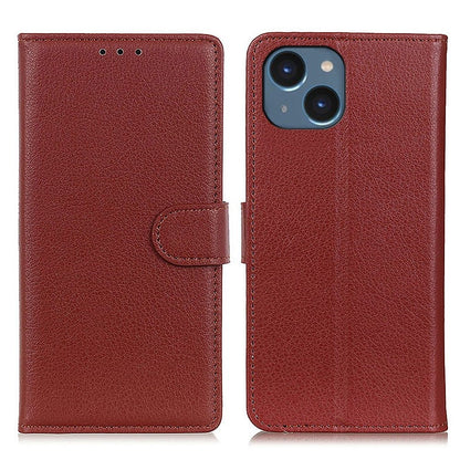 For iPhone 14 Plus 6.7 inch Litchi Texture Anti-fall Protection PU Leather Cover Stand Magnetic Wallet Cell Phone Case