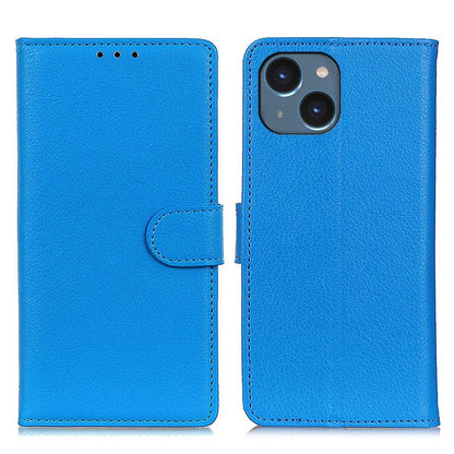 For iPhone 14 Plus 6.7 inch Litchi Texture Anti-fall Protection PU Leather Cover Stand Magnetic Wallet Cell Phone Case