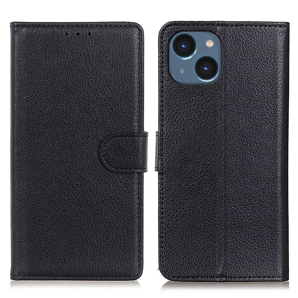 For iPhone 14 Plus 6.7 inch Litchi Texture Anti-fall Protection PU Leather Cover Stand Magnetic Wallet Cell Phone Case