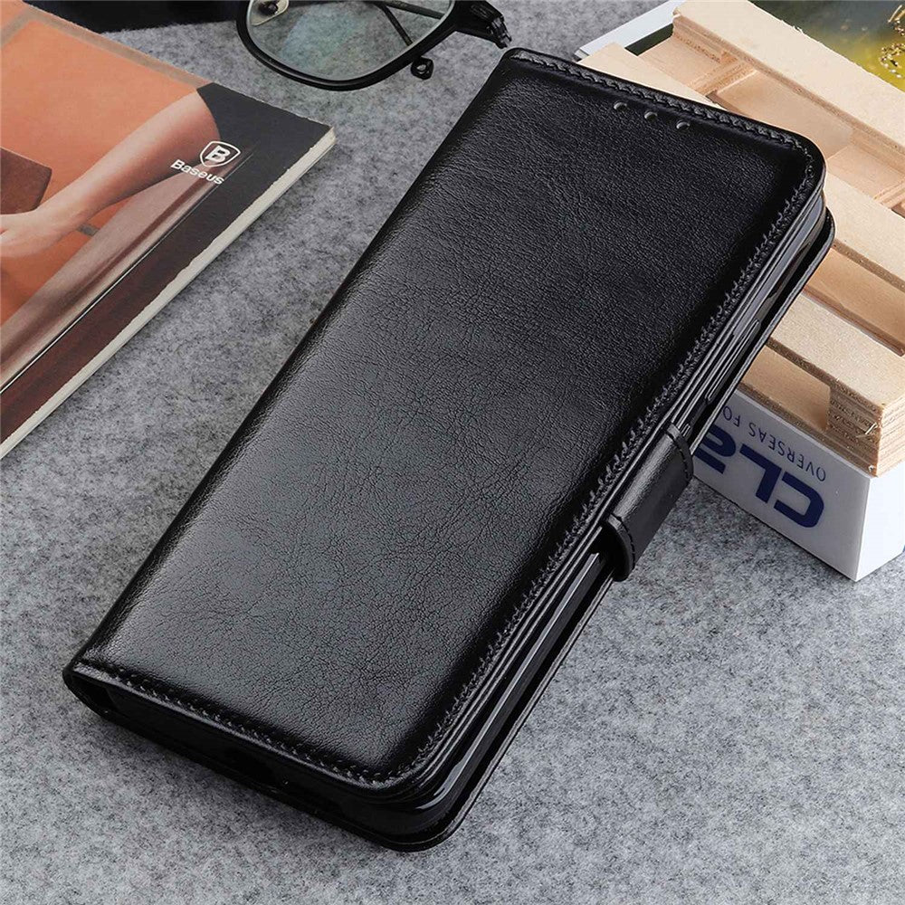 For iPhone 14 Plus 6.7 inch Crazy Horse Texture Phone Case Shockproof Stand Cover PU Leather Wallet Ant-drop Magnetic Protective Shell