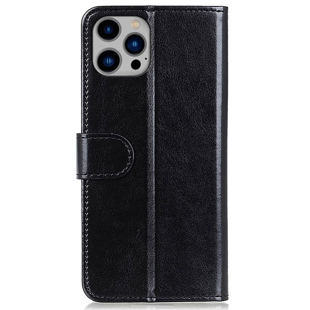 For iPhone 14 Plus 6.7 inch Crazy Horse Texture Phone Case Shockproof Stand Cover PU Leather Wallet Ant-drop Magnetic Protective Shell