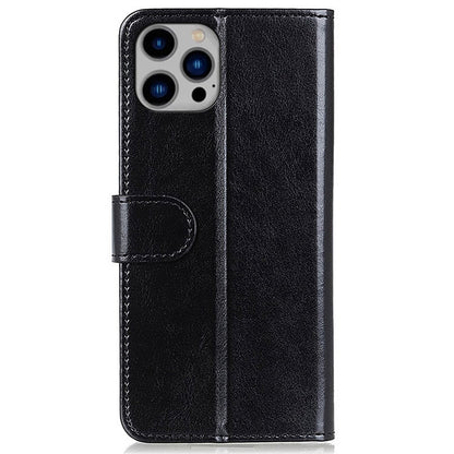 For iPhone 14 Plus 6.7 inch Crazy Horse Texture Phone Case Shockproof Stand Cover PU Leather Wallet Ant-drop Magnetic Protective Shell