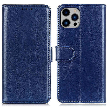 For iPhone 14 Plus 6.7 inch Crazy Horse Texture Phone Case Shockproof Stand Cover PU Leather Wallet Ant-drop Magnetic Protective Shell