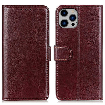 For iPhone 14 Plus 6.7 inch Crazy Horse Texture Phone Case Shockproof Stand Cover PU Leather Wallet Ant-drop Magnetic Protective Shell