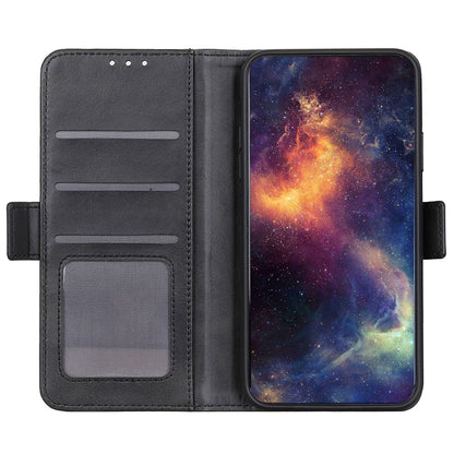 For iPhone 14 6.1 inch Textured Leather Flip Folio Wallet Case Dual Magnetic Clasps Protect Folding Stand Cover