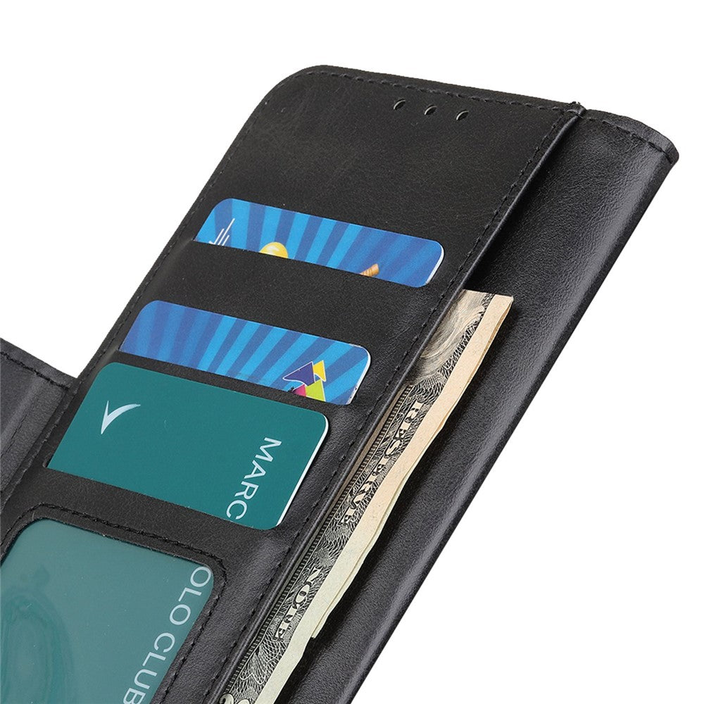 For iPhone 14 6.1 inch Textured Leather Flip Folio Wallet Case Dual Magnetic Clasps Protect Folding Stand Cover