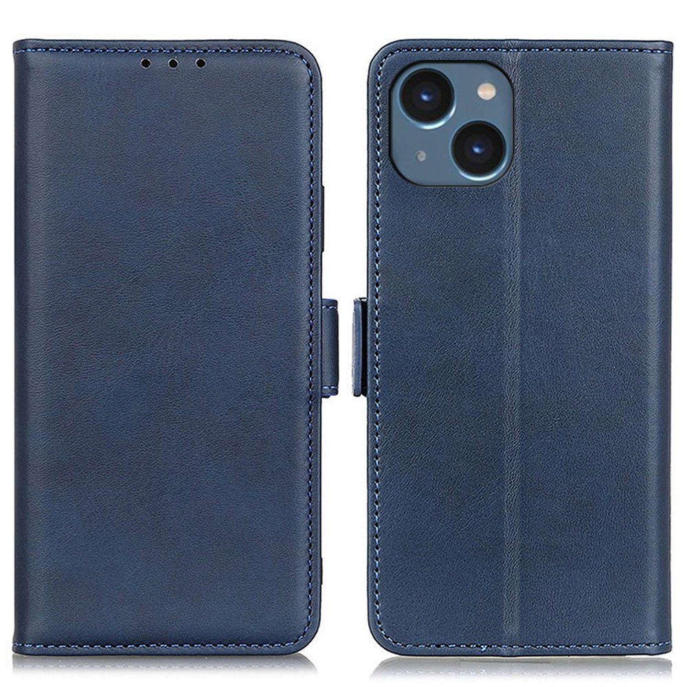 For iPhone 14 6.1 inch Textured Leather Flip Folio Wallet Case Dual Magnetic Clasps Protect Folding Stand Cover