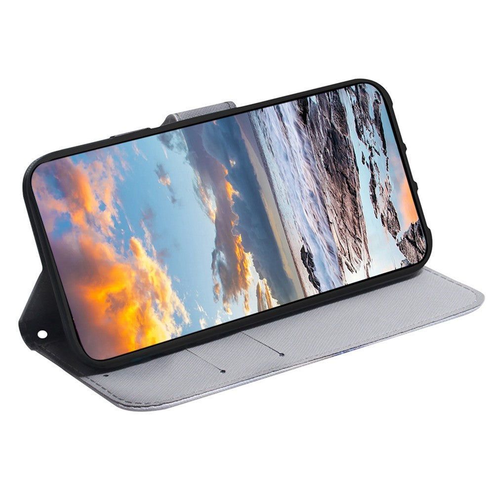 PU Leather Pattern Printing Case for iPhone 14 Pro Max 6.7 inch, Foldable Stand Wallet Full Protection Phone Cover