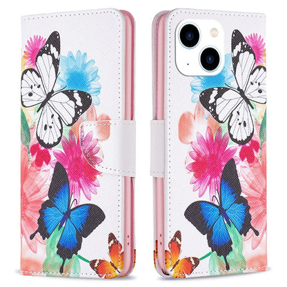 For iPhone 14 Phone Case Pattern Printing PU Leather Wallet Stand Cover