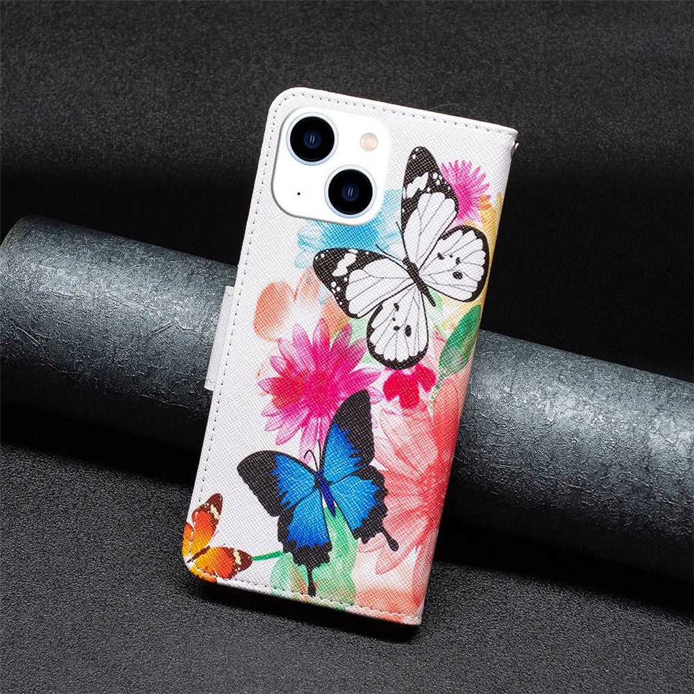 For iPhone 14 Phone Case Pattern Printing PU Leather Wallet Stand Cover