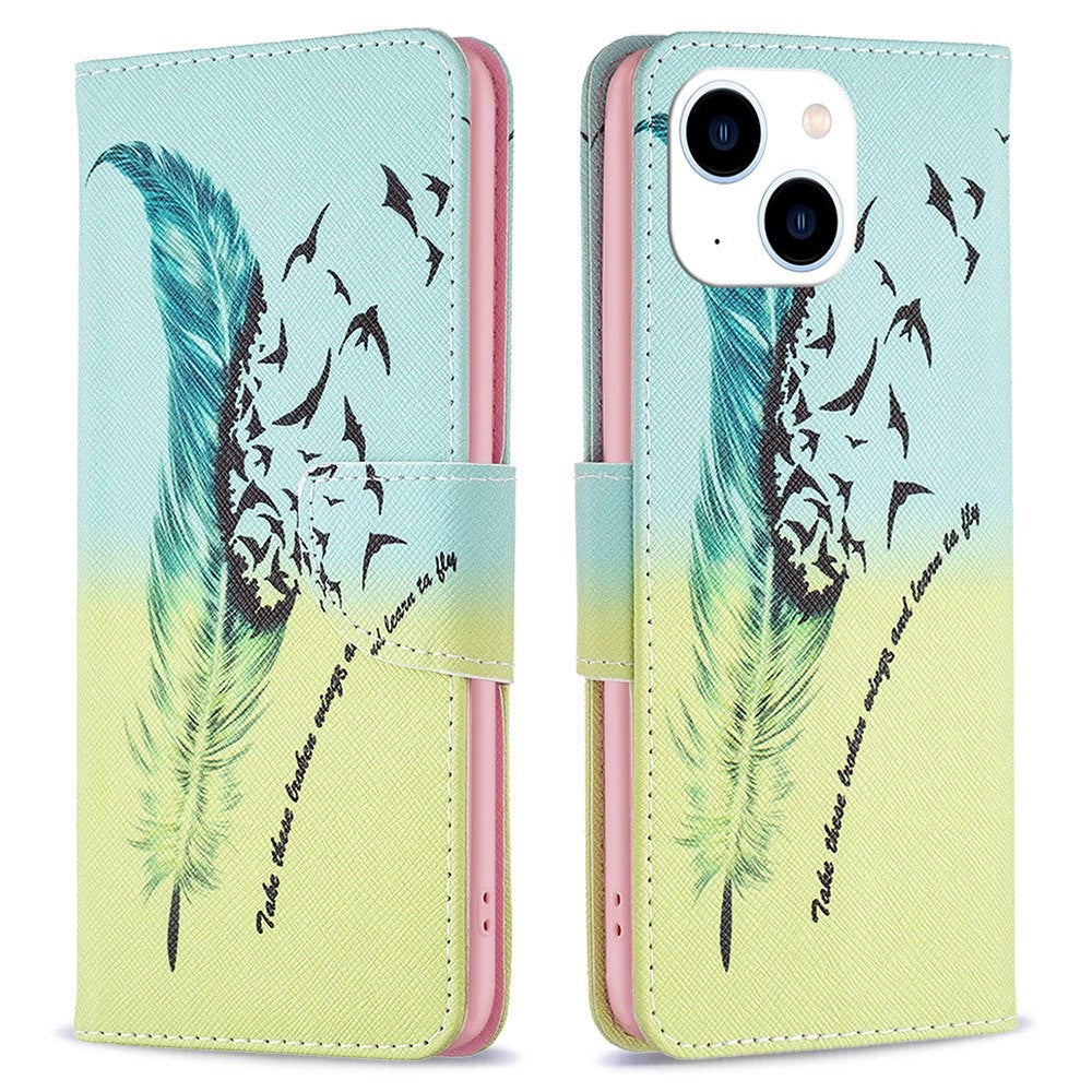 For iPhone 14 Phone Case Pattern Printing PU Leather Wallet Stand Cover