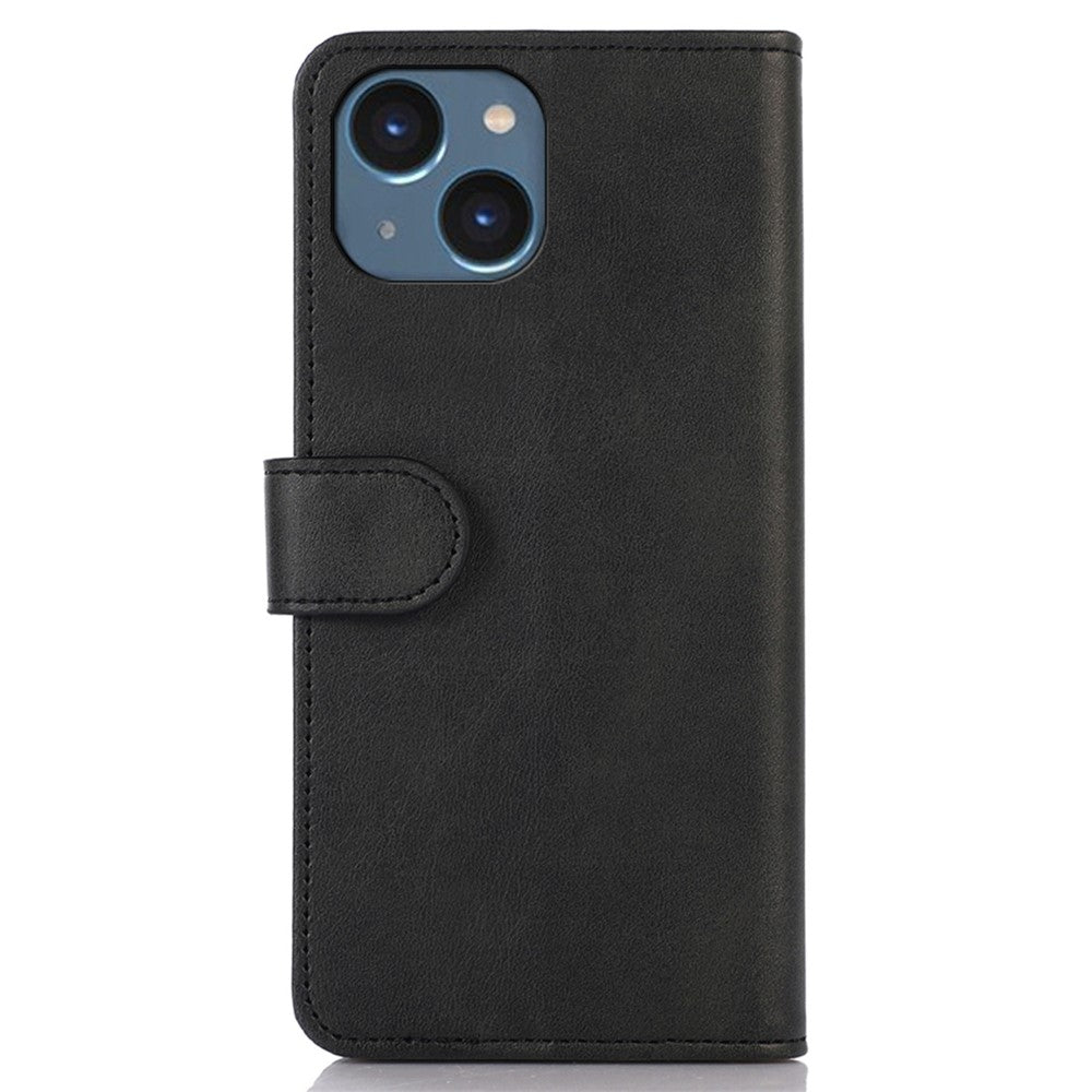 For iPhone 14 6.1 inch Shockproof Phone Cover Textured PU Leather Stand Wallet Scratch Resistant Mobile Phone Case Magnetic Design Protective Shell