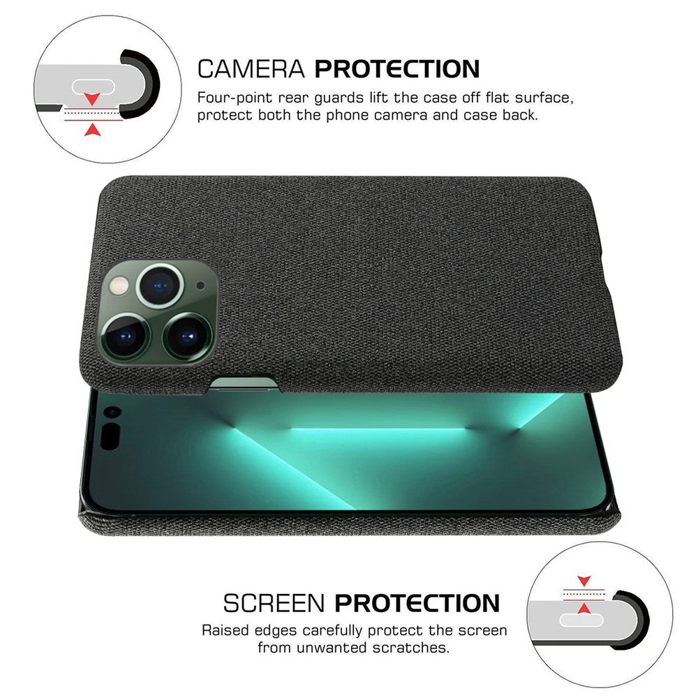 For iPhone 14 Pro Max 6.7 inch Cell Phone Case Shell Solid Color Hard PC+Cloth Phone Cover