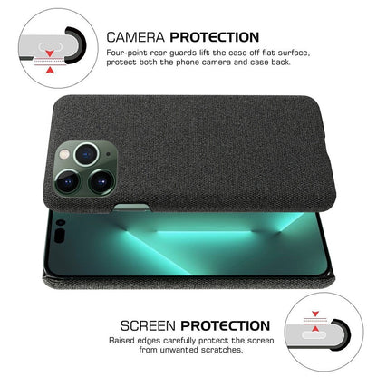 For iPhone 14 Pro Max 6.7 inch Cell Phone Case Shell Solid Color Hard PC+Cloth Phone Cover