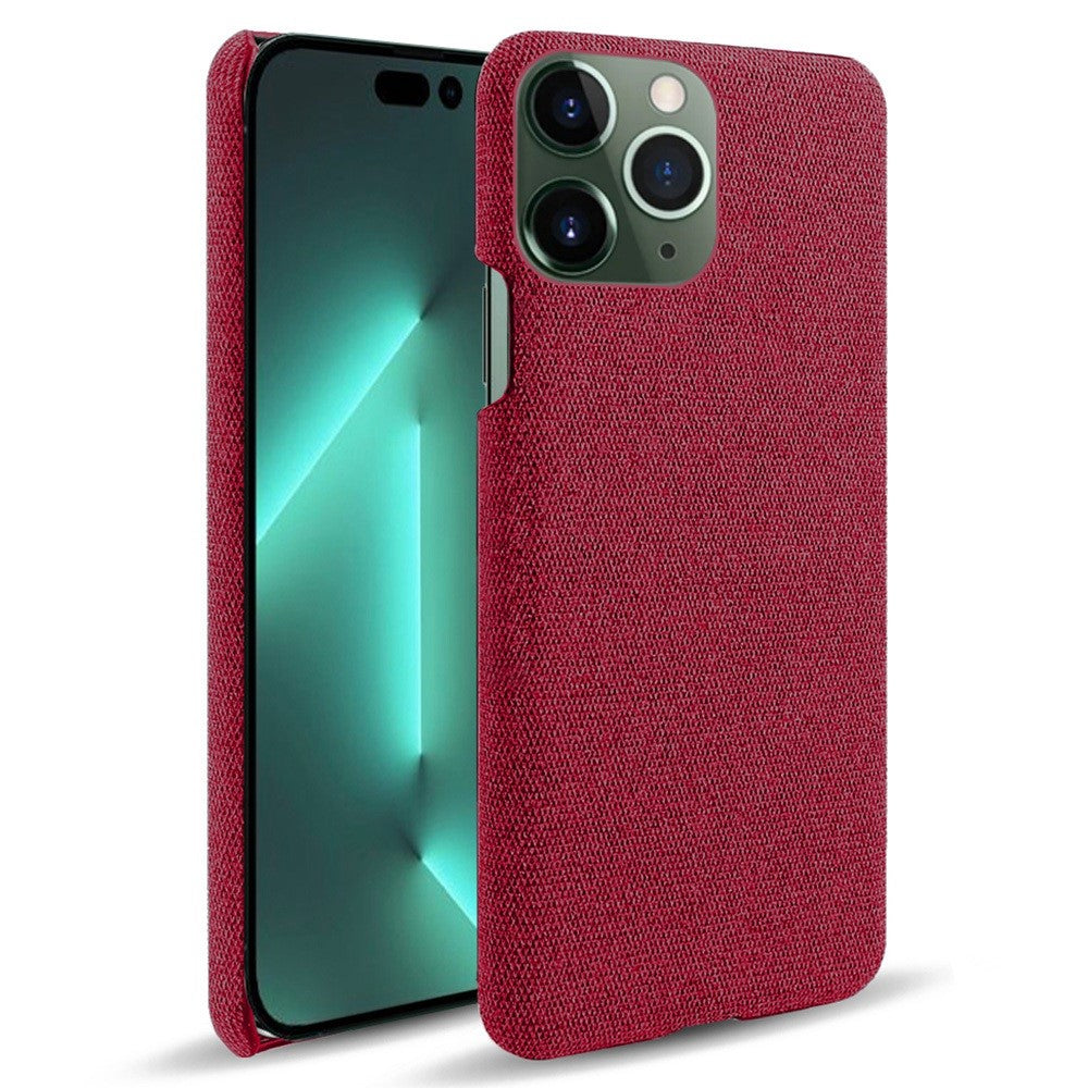 For iPhone 14 Pro Max 6.7 inch Cell Phone Case Shell Solid Color Hard PC+Cloth Phone Cover