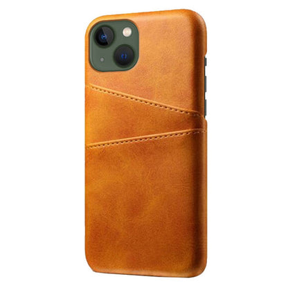 Wear-resistant Phone Case for iPhone 14 6.1 inch, PU Leather Coated Hard PC Dual Card Slots Protector