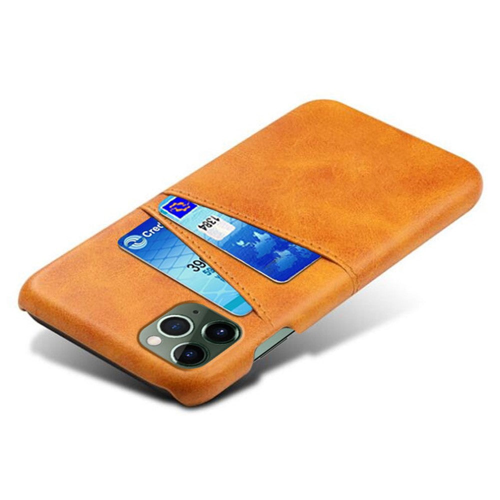 Wear-resistant Phone Case for iPhone 14 6.1 inch, PU Leather Coated Hard PC Dual Card Slots Protector