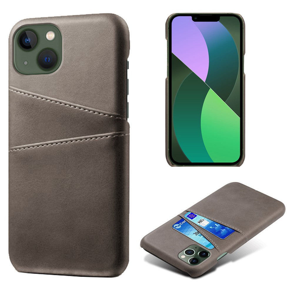 Drop-proof Phone Case for iPhone 14 Plus 6.7 inch, PU Leather Coated Hard PC Phone Shell with Dual Card Slots